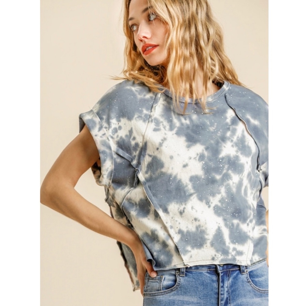 Glitter Tie Dye Top  Vacay Cropped Tee Cute Fall Tees